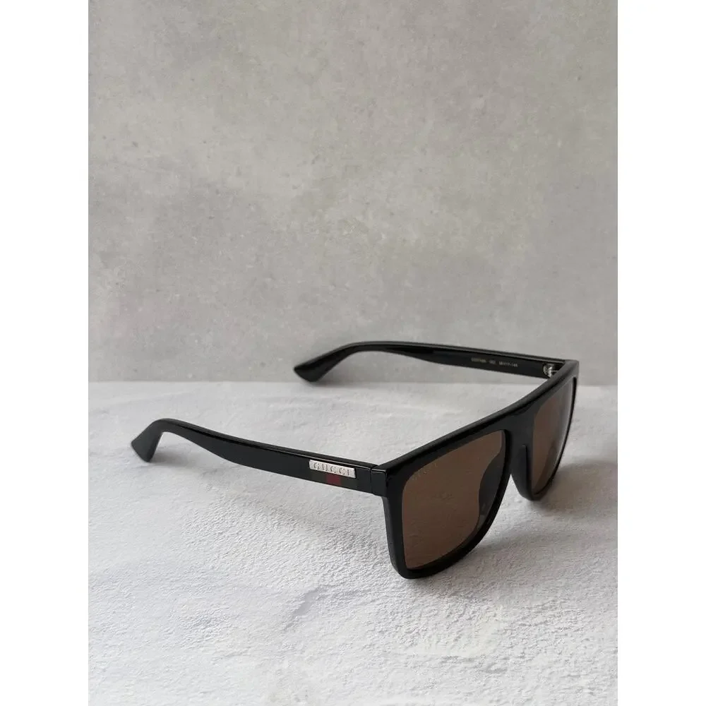 NEW Gucci GG0748S Black Brown Flat Top Unisex Sunglasses